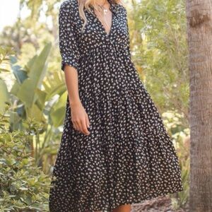 Natural Life Rebecca midi  floral dress large cottagecore lagenlook prairie
